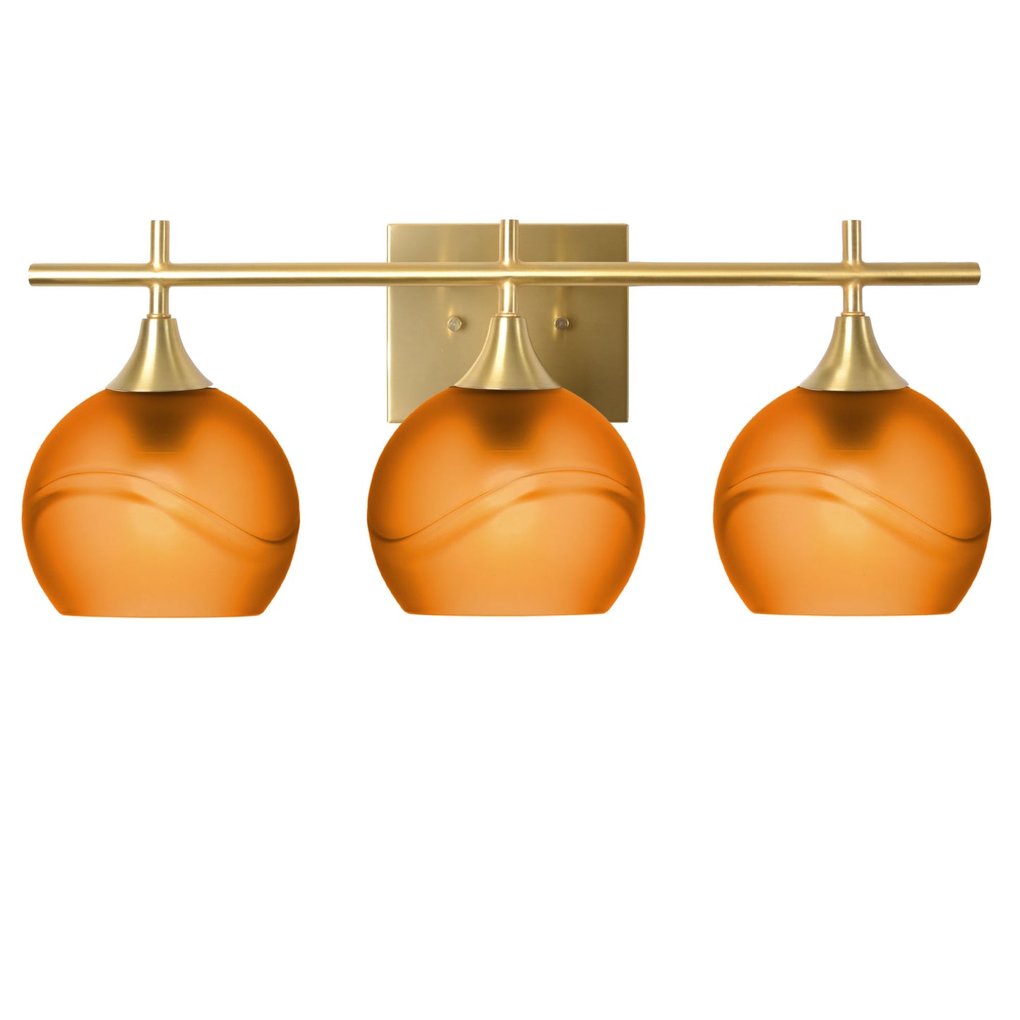 763 3-Light Vanity-Glass-Bicycle Glass Co-Glacial-Golden Amber-Polished Brass-Bicycle Glass Co