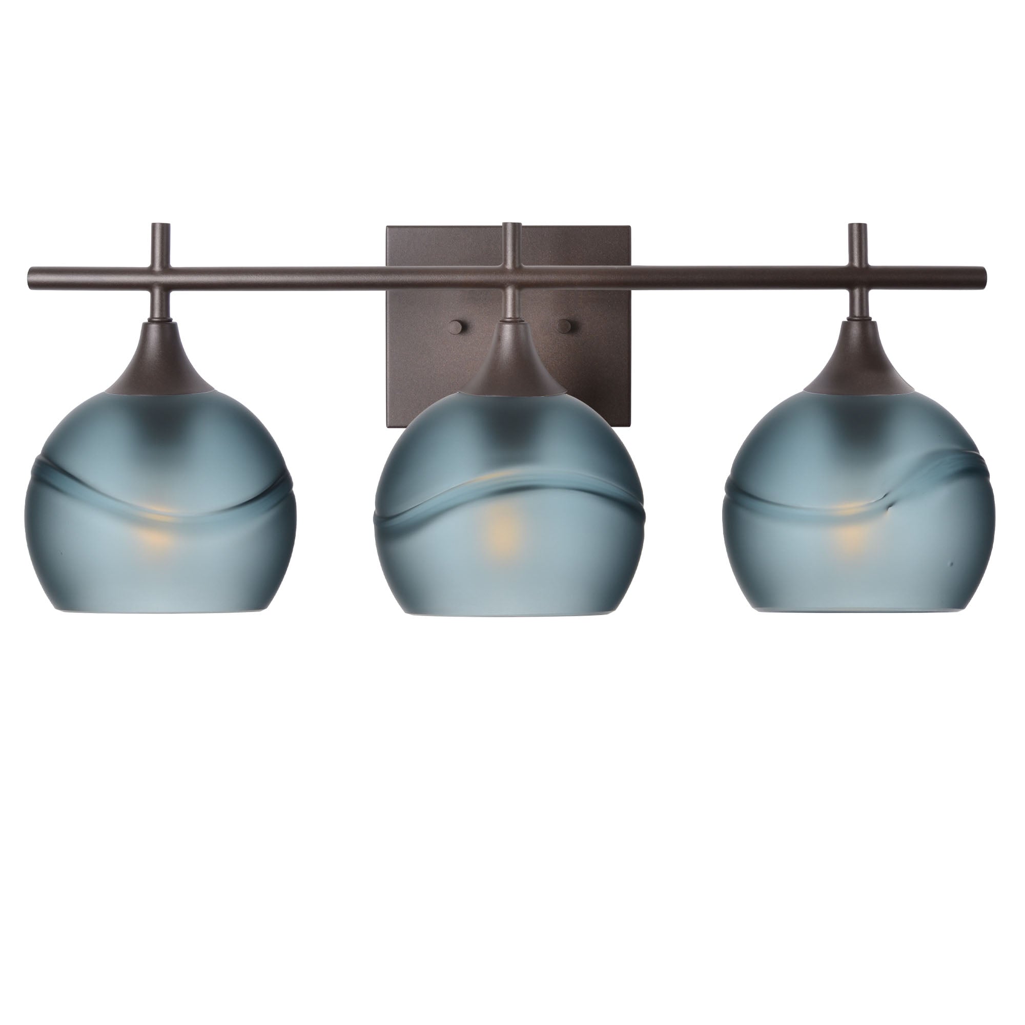 763 3-Light Vanity-Glass-Bicycle Glass Co-Glacial-Slate Gray-Antique Bronze-Bicycle Glass Co