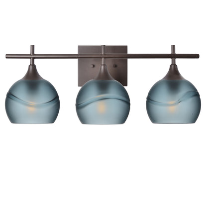 763 3-Light Vanity-Glass-Bicycle Glass Co-Glacial-Slate Gray-Antique Bronze-Bicycle Glass Co