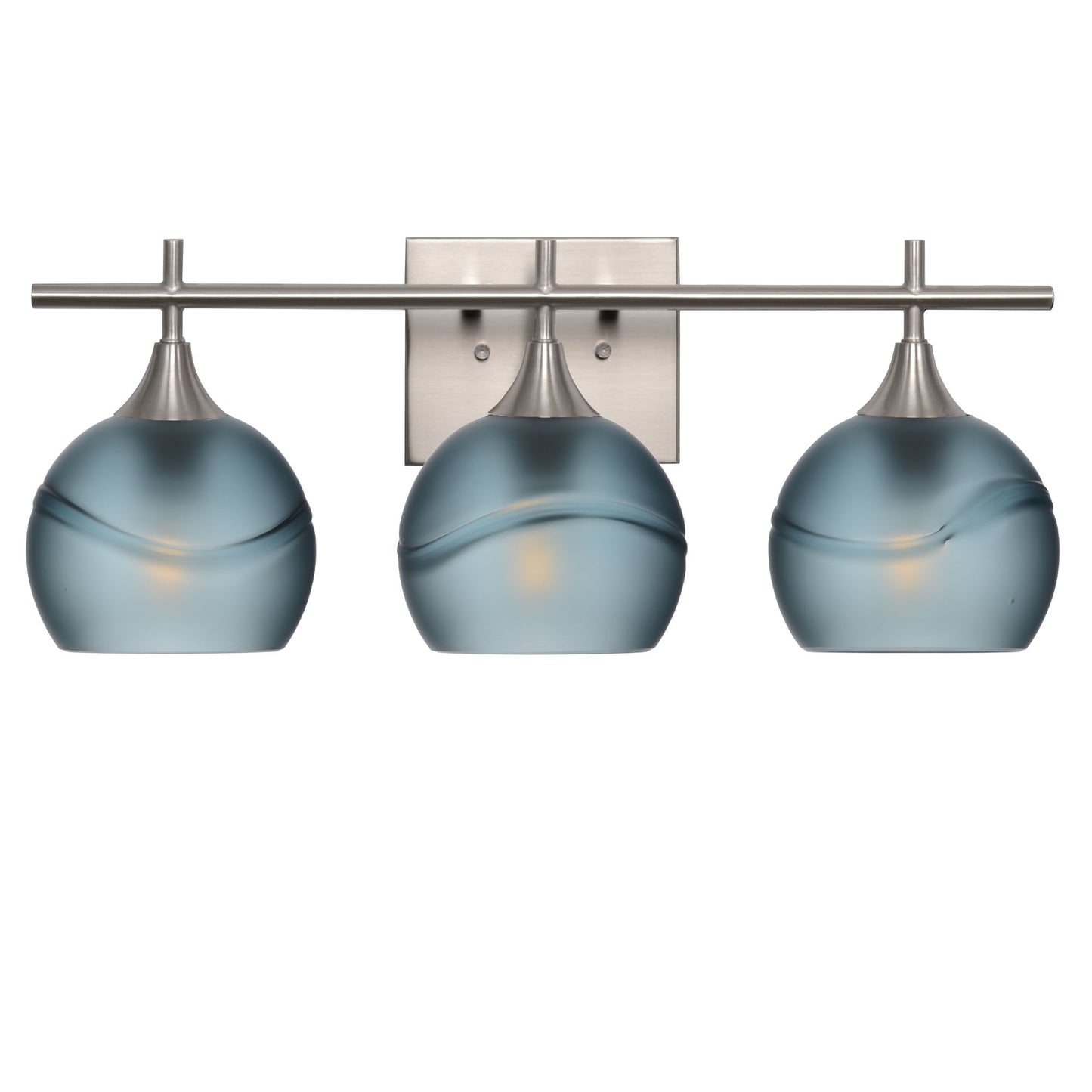 763 3-Light Vanity-Glass-Bicycle Glass Co-Glacial-Slate Gray-Brushed Nickel-Bicycle Glass Co