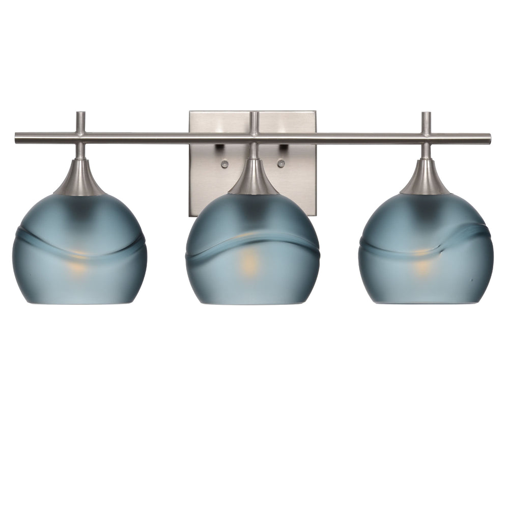 763 3-Light Vanity-Glass-Bicycle Glass Co-Glacial-Slate Gray-Brushed Nickel-Bicycle Glass Co