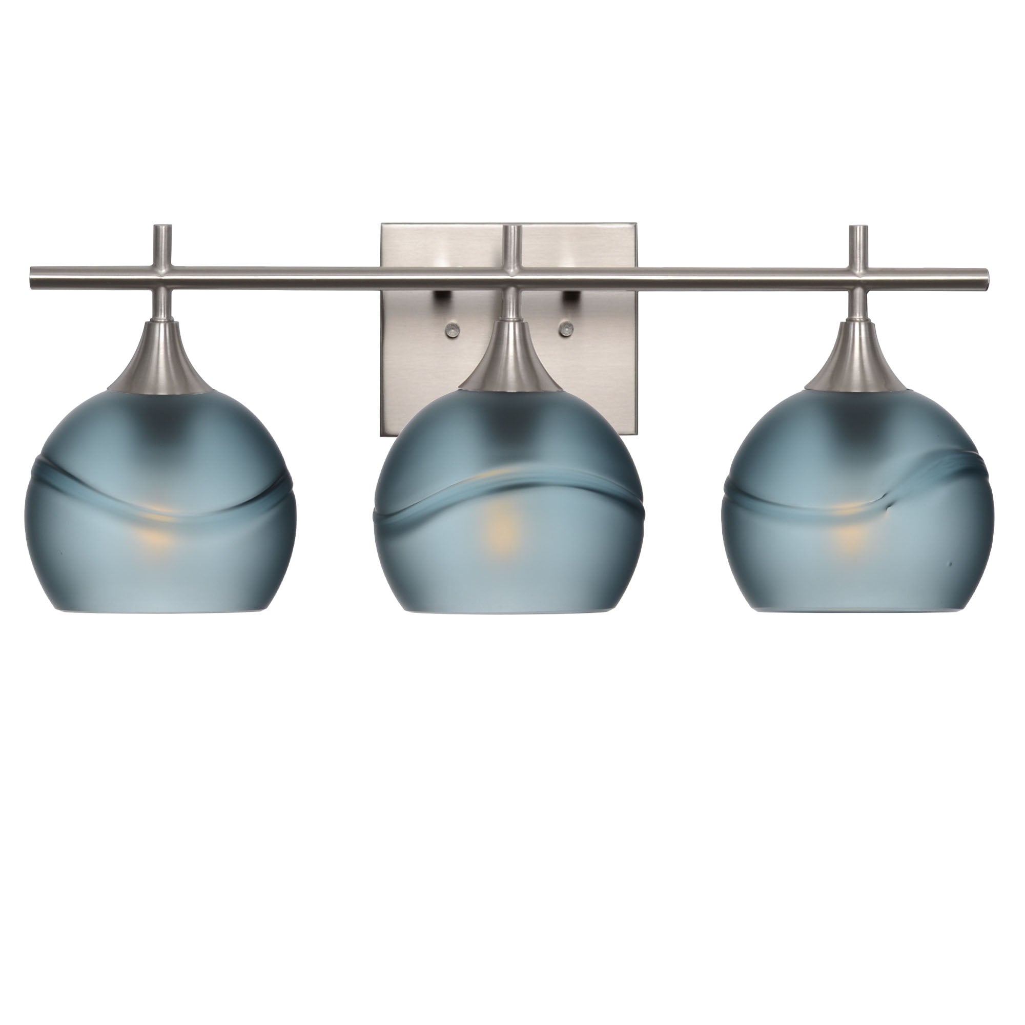 763 3-Light Vanity-Glass-Bicycle Glass Co-Glacial-Slate Gray-Brushed Nickel-Bicycle Glass Co