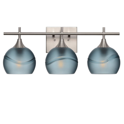 763 3-Light Vanity-Glass-Bicycle Glass Co-Glacial-Slate Gray-Brushed Nickel-Bicycle Glass Co