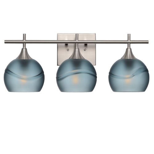 763 3-Light Vanity-Glass-Bicycle Glass Co-Glacial-Slate Gray-Brushed Nickel-Bicycle Glass Co