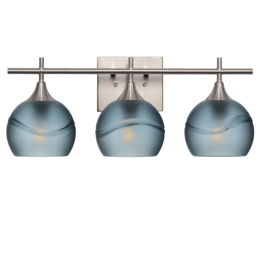 763 3-Light Vanity-Glass-Bicycle Glass Co-Glacial-Slate Gray-Brushed Nickel-Bicycle Glass Co