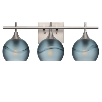 763 3-Light Vanity-Glass-Bicycle Glass Co-Glacial-Slate Gray-Brushed Nickel-Bicycle Glass Co