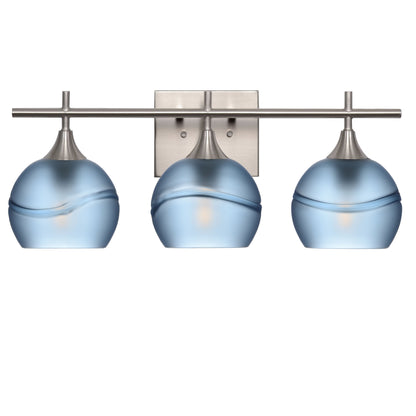 763 3-Light Vanity-Glass-Bicycle Glass Co-Glacial-Steel Blue-Brushed Nickel-Bicycle Glass Co