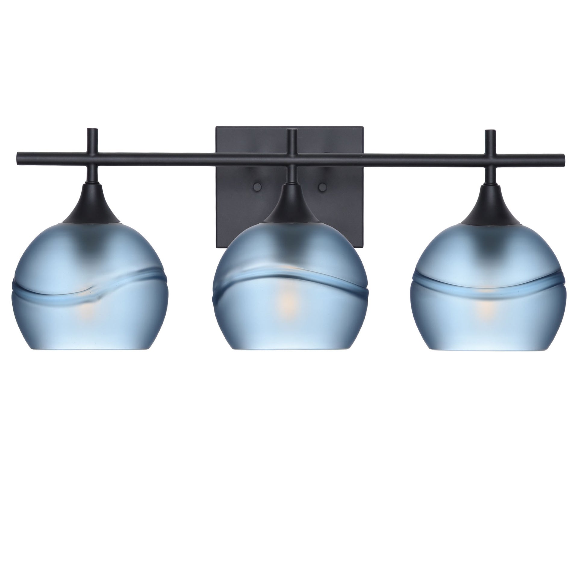 763 3-Light Vanity-Glass-Bicycle Glass Co-Glacial-Steel Blue-Matte Black-Bicycle Glass Co
