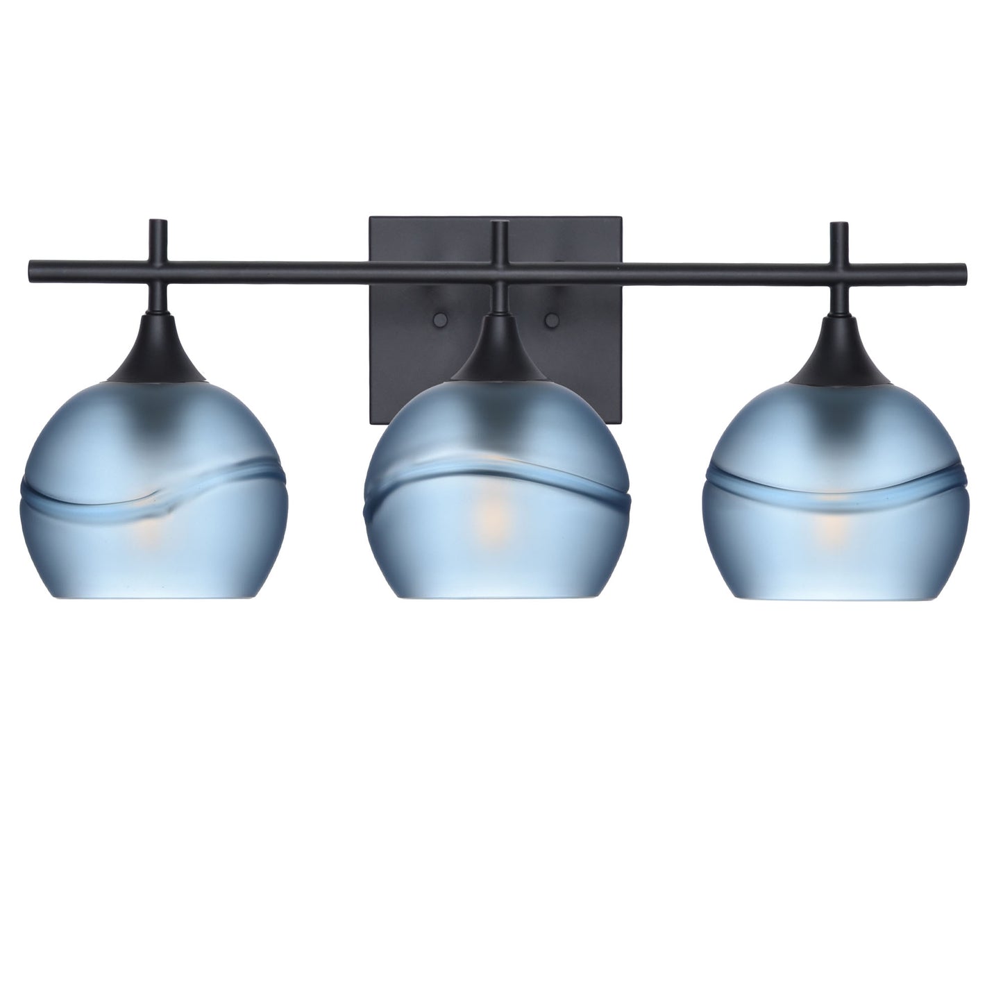 763 3-Light Vanity-Glass-Bicycle Glass Co-Glacial-Steel Blue-Matte Black-Bicycle Glass Co