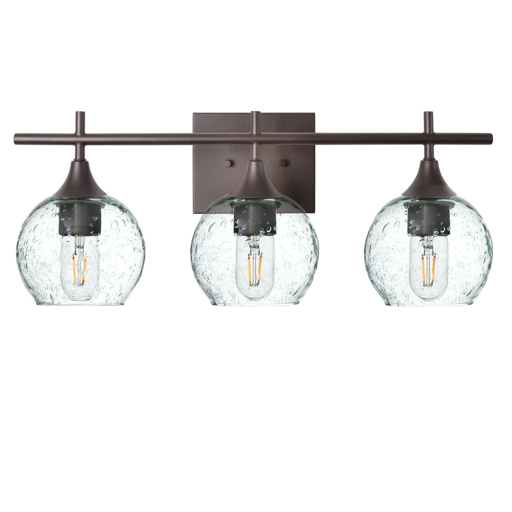 763 3-Light Vanity-Glass-Bicycle Glass Co-Lunar-Eco Clear-Antique Bronze-Bicycle Glass Co