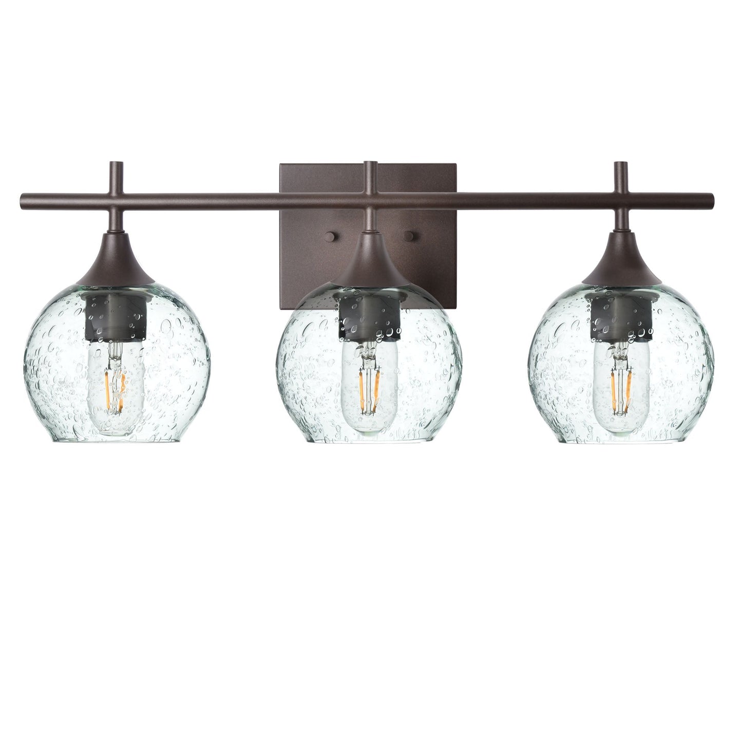 763 3-Light Vanity-Glass-Bicycle Glass Co-Lunar-Eco Clear-Antique Bronze-Bicycle Glass Co