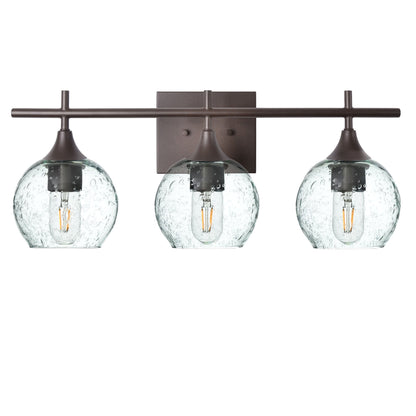 763 3-Light Vanity-Glass-Bicycle Glass Co-Lunar-Eco Clear-Antique Bronze-Bicycle Glass Co