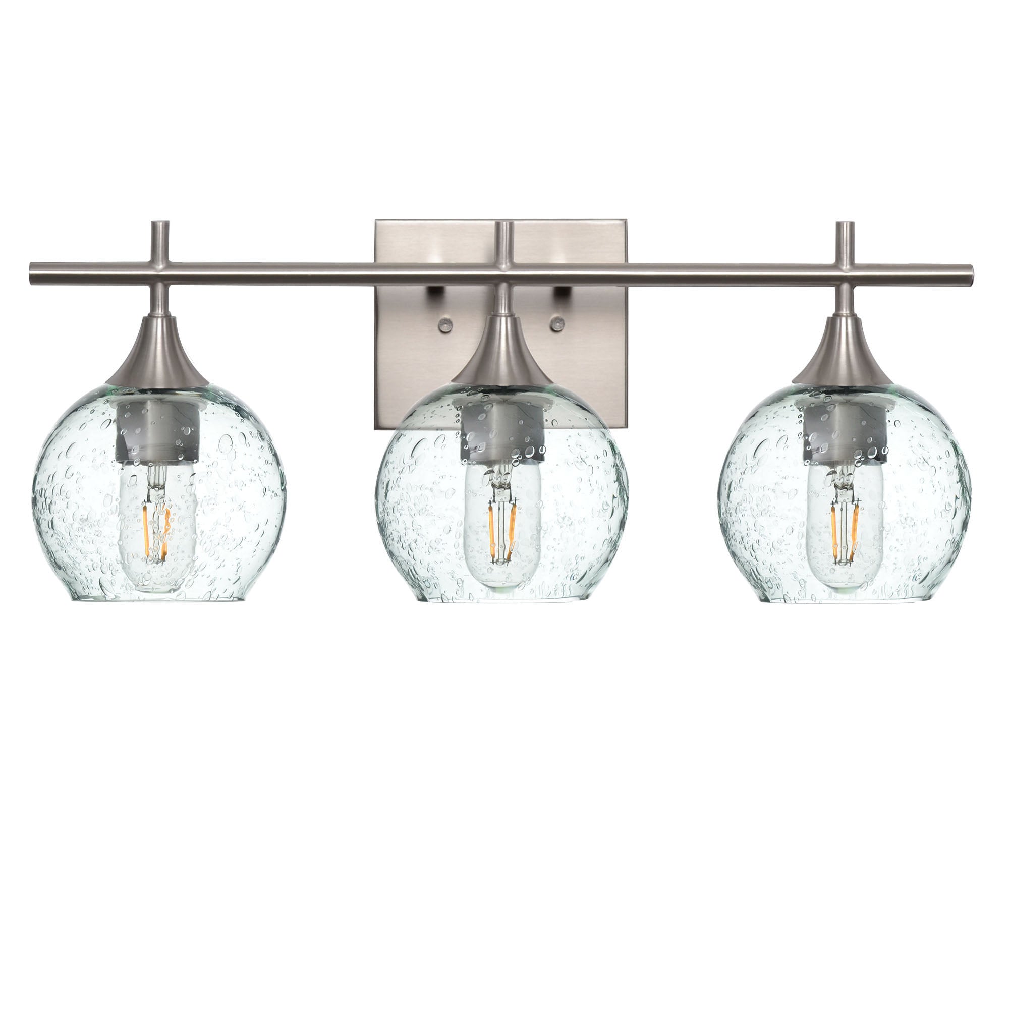 763 3-Light Vanity-Glass-Bicycle Glass Co-Lunar-Eco Clear-Brushed Nickel-Bicycle Glass Co