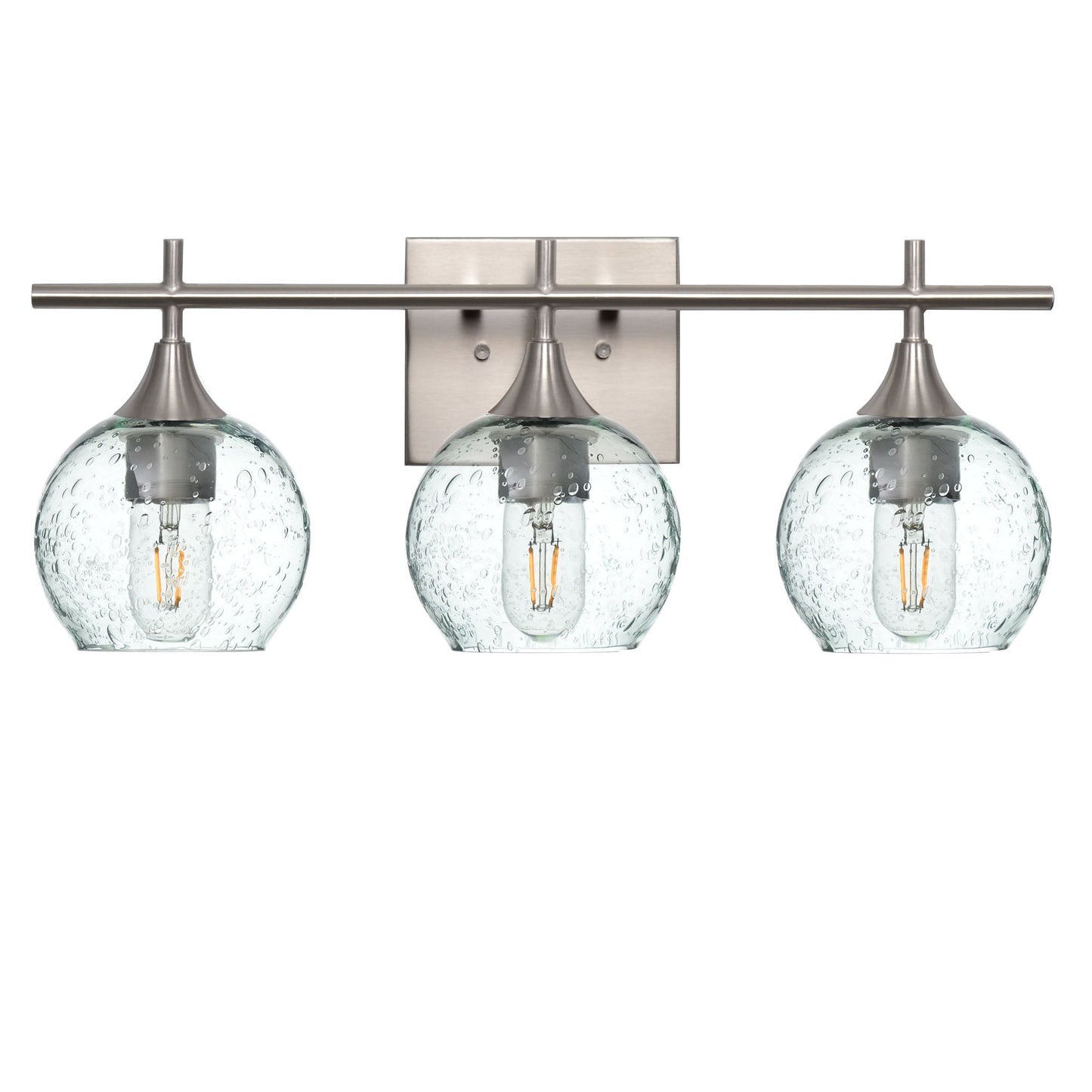 763 3-Light Vanity-Glass-Bicycle Glass Co-Lunar-Eco Clear-Brushed Nickel-Bicycle Glass Co