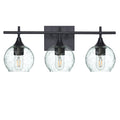 763 3-Light Vanity-Glass-Bicycle Glass Co-Lunar-Eco Clear-Matte Black-Bicycle Glass Co