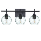 763 3-Light Vanity-Glass-Bicycle Glass Co-Lunar-Eco Clear-Matte Black-Bicycle Glass Co