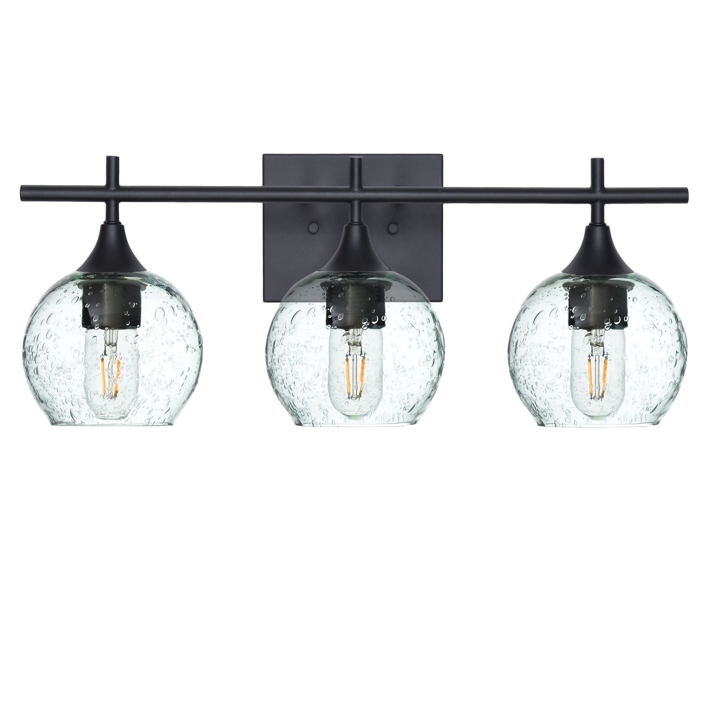 763 3-Light Vanity-Glass-Bicycle Glass Co-Lunar-Eco Clear-Matte Black-Bicycle Glass Co
