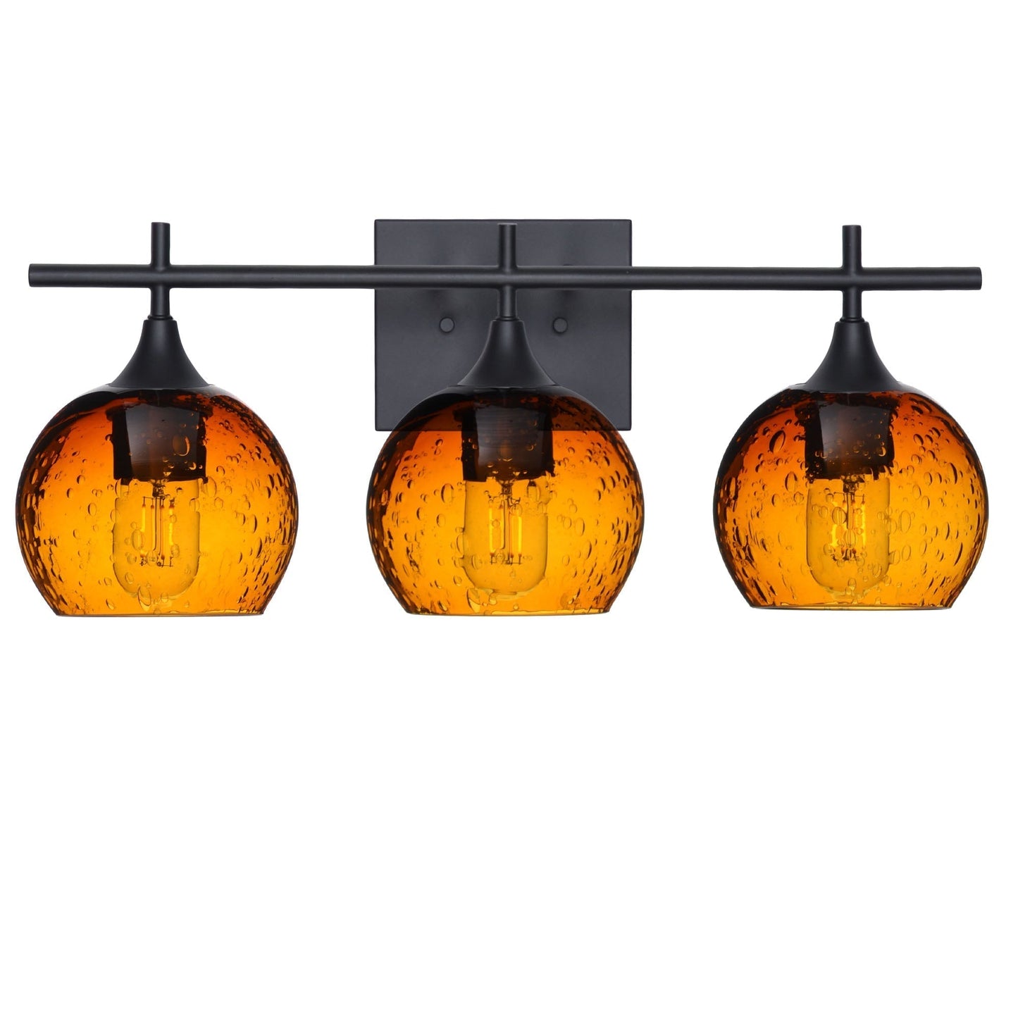 763 3-Light Vanity-Glass-Bicycle Glass Co-Lunar-Golden Amber-Matte Black-Bicycle Glass Co