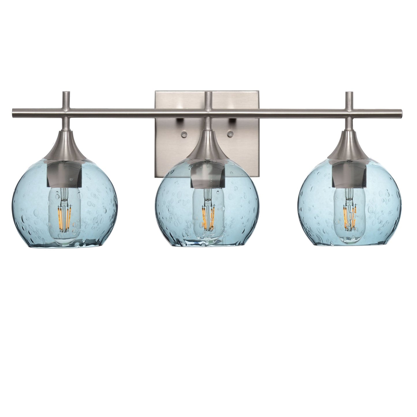 763 3-Light Vanity-Glass-Bicycle Glass Co-Lunar-Slate Gray-Brushed Nickel-Bicycle Glass Co