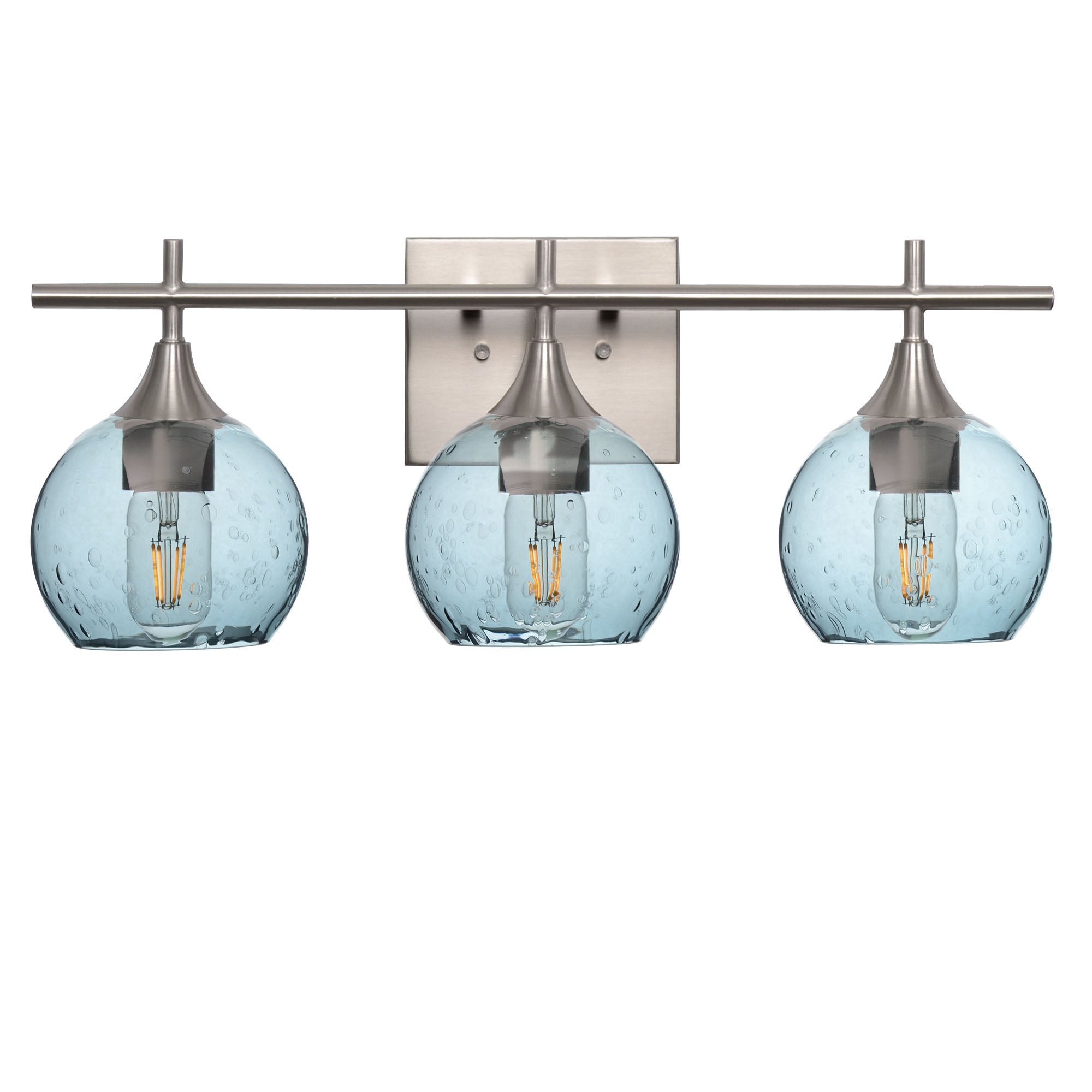 763 3-Light Vanity-Glass-Bicycle Glass Co-Lunar-Slate Gray-Brushed Nickel-Bicycle Glass Co