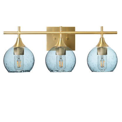 763 3-Light Vanity-Glass-Bicycle Glass Co-Lunar-Slate Gray-Polished Brass-Bicycle Glass Co