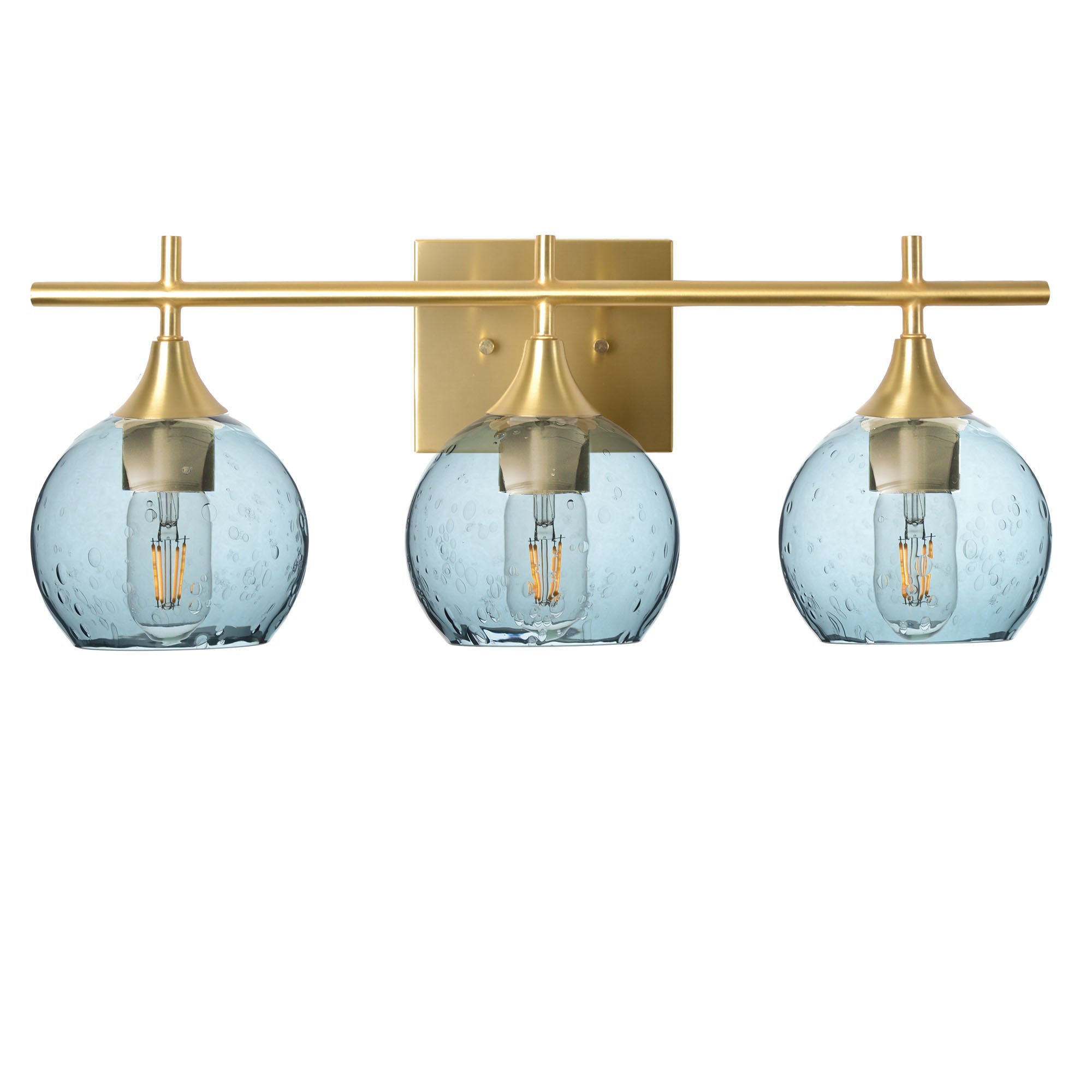 763 3-Light Vanity-Glass-Bicycle Glass Co-Lunar-Slate Gray-Polished Brass-Bicycle Glass Co