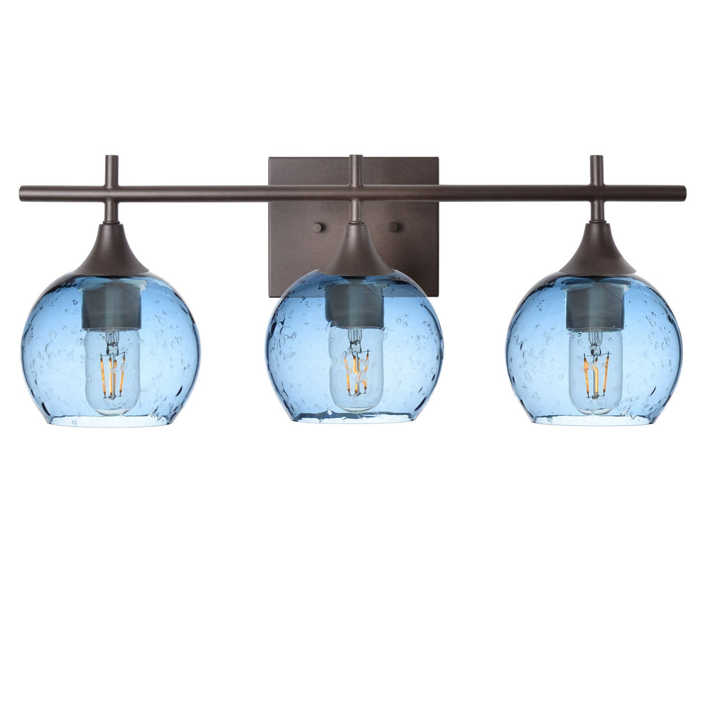763 3-Light Vanity-Glass-Bicycle Glass Co-Lunar-Steel Blue-Antique Bronze-Bicycle Glass Co