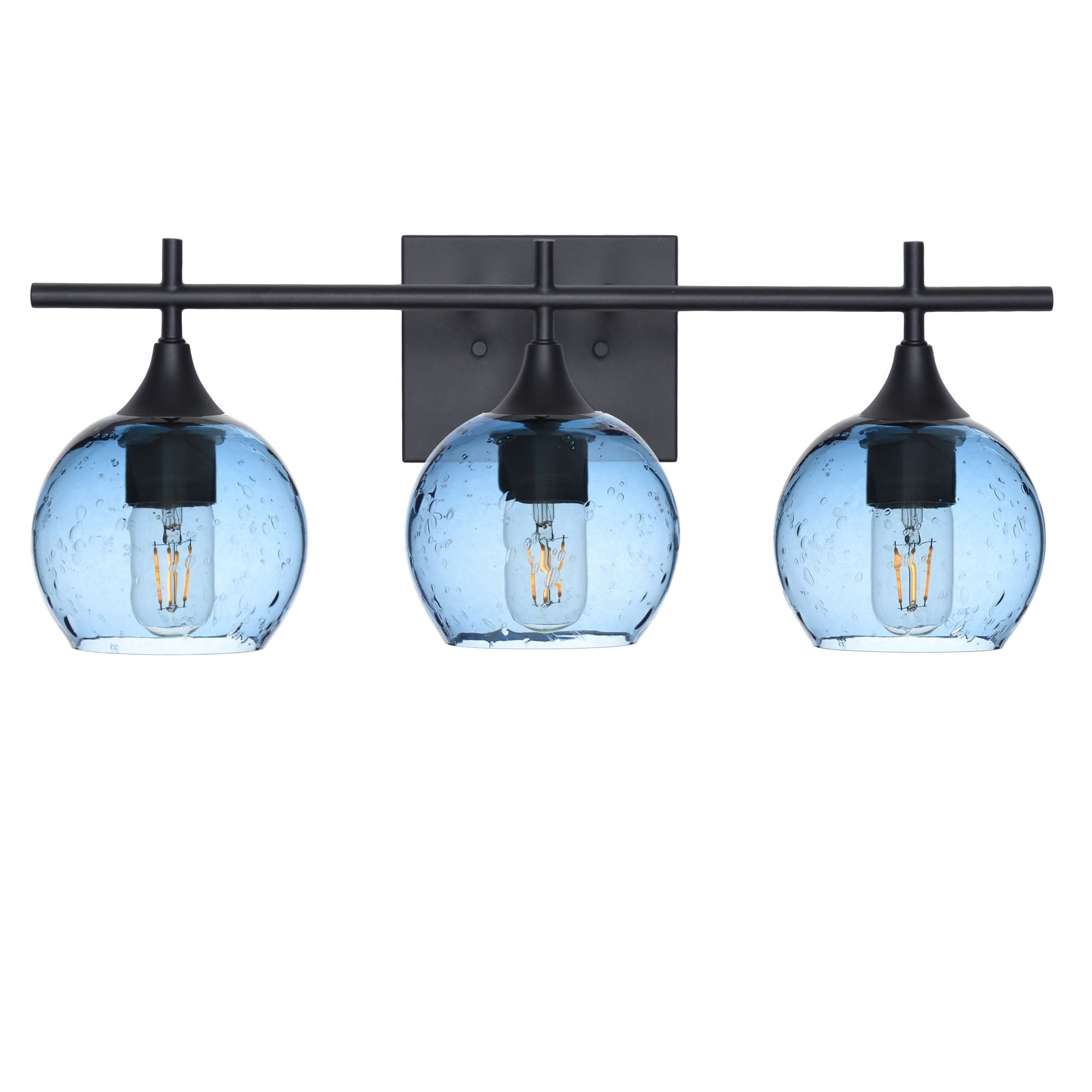763 3-Light Vanity-Glass-Bicycle Glass Co-Lunar-Steel Blue-Matte Black-Bicycle Glass Co