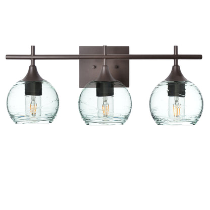 763 3-Light Vanity-Glass-Bicycle Glass Co-Spun-Eco Clear-Antique Bronze-Bicycle Glass Co