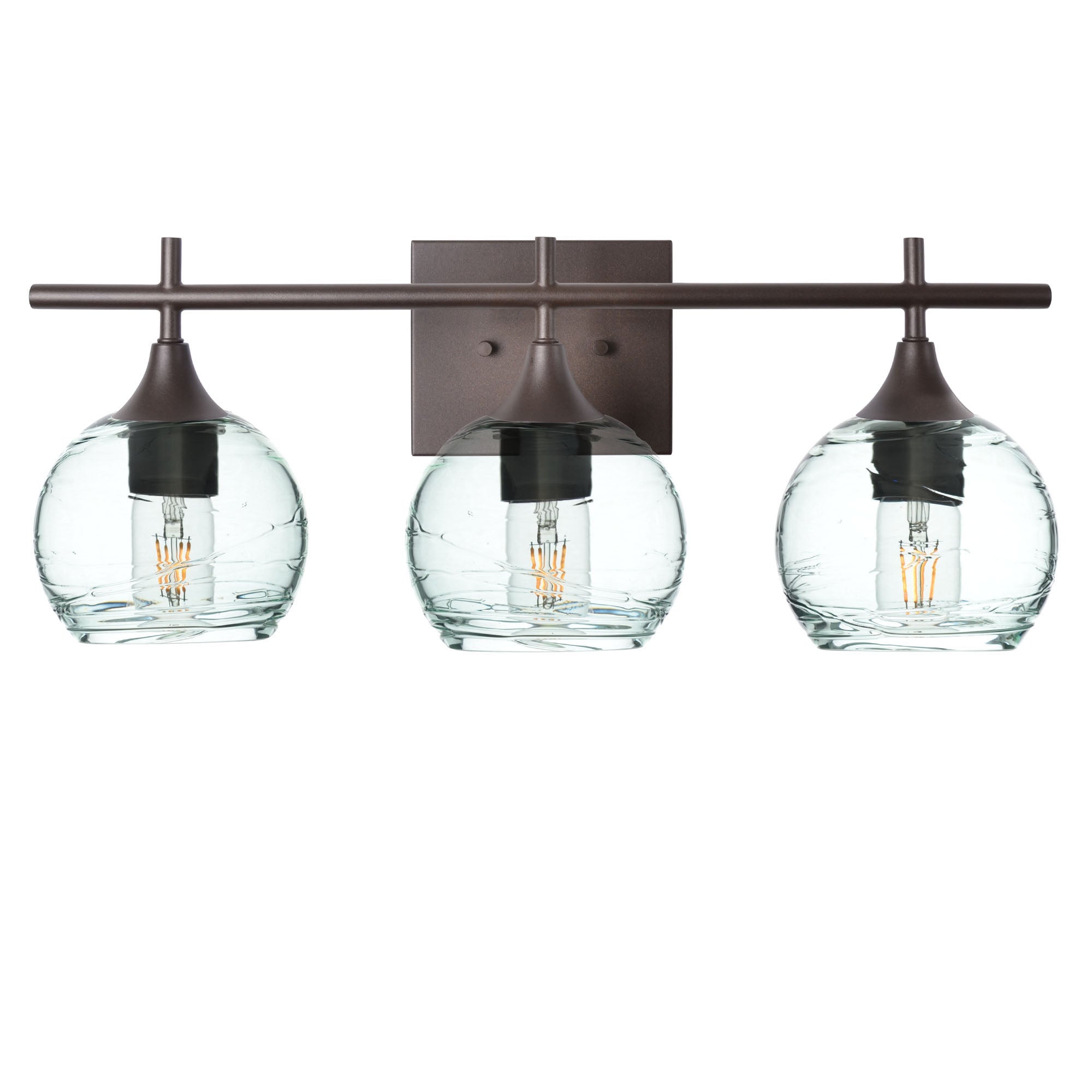 763 3-Light Vanity-Glass-Bicycle Glass Co-Spun-Eco Clear-Antique Bronze-Bicycle Glass Co