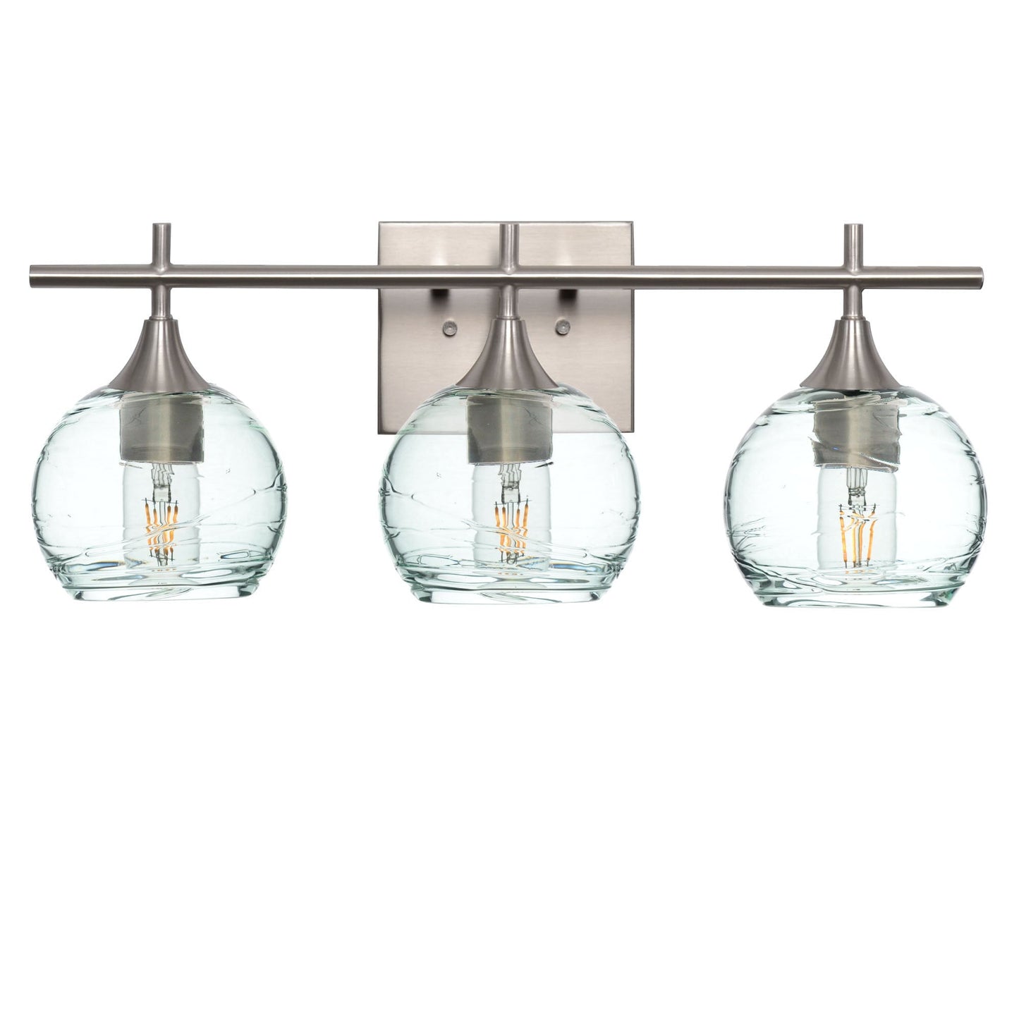 763 3-Light Vanity-Glass-Bicycle Glass Co-Spun-Eco Clear-Brushed Nickel-Bicycle Glass Co