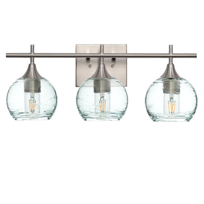 763 3-Light Vanity-Glass-Bicycle Glass Co-Spun-Eco Clear-Brushed Nickel-Bicycle Glass Co