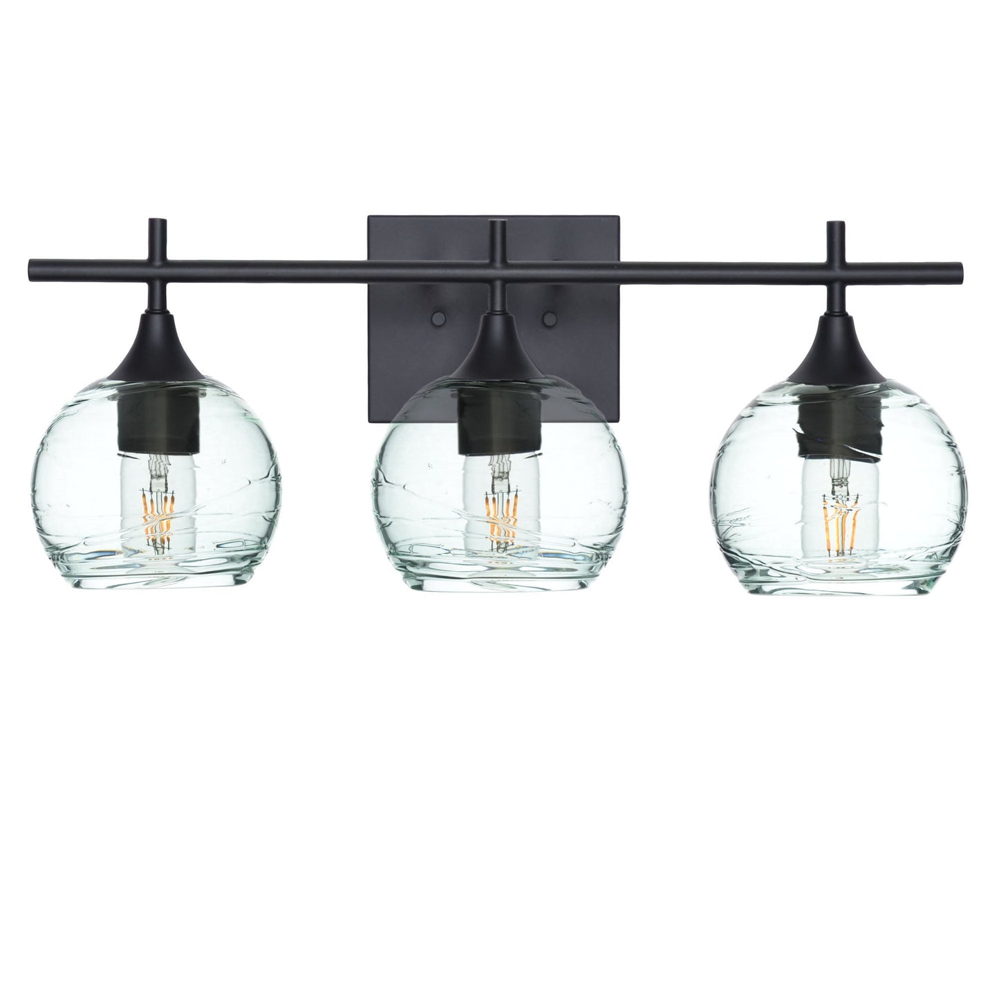 763 3-Light Vanity-Glass-Bicycle Glass Co-Spun-Eco Clear-Matte Black-Bicycle Glass Co