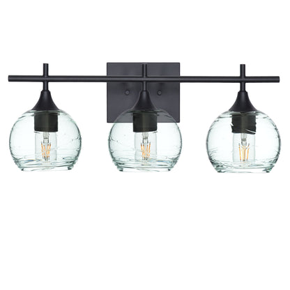 763 3-Light Vanity-Glass-Bicycle Glass Co-Spun-Eco Clear-Matte Black-Bicycle Glass Co