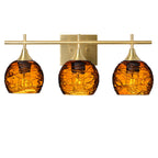 763 3-Light Vanity-Glass-Bicycle Glass Co-Spun-Golden Amber-Polished Brass-Bicycle Glass Co