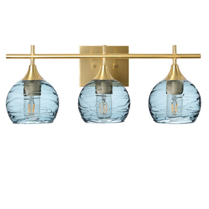 763 3-Light Vanity-Glass-Bicycle Glass Co-Spun-Slate Gray-Polished Brass-Bicycle Glass Co