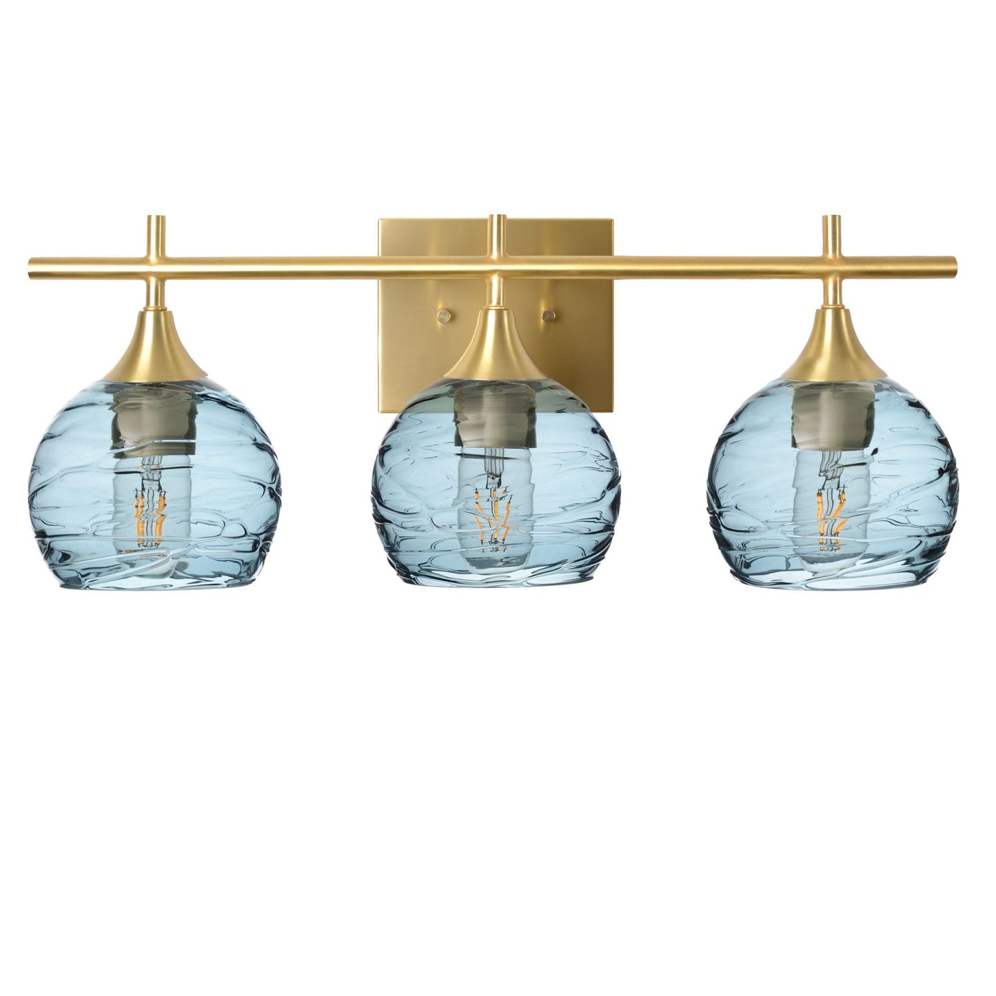 763 3-Light Vanity-Glass-Bicycle Glass Co-Spun-Slate Gray-Polished Brass-Bicycle Glass Co