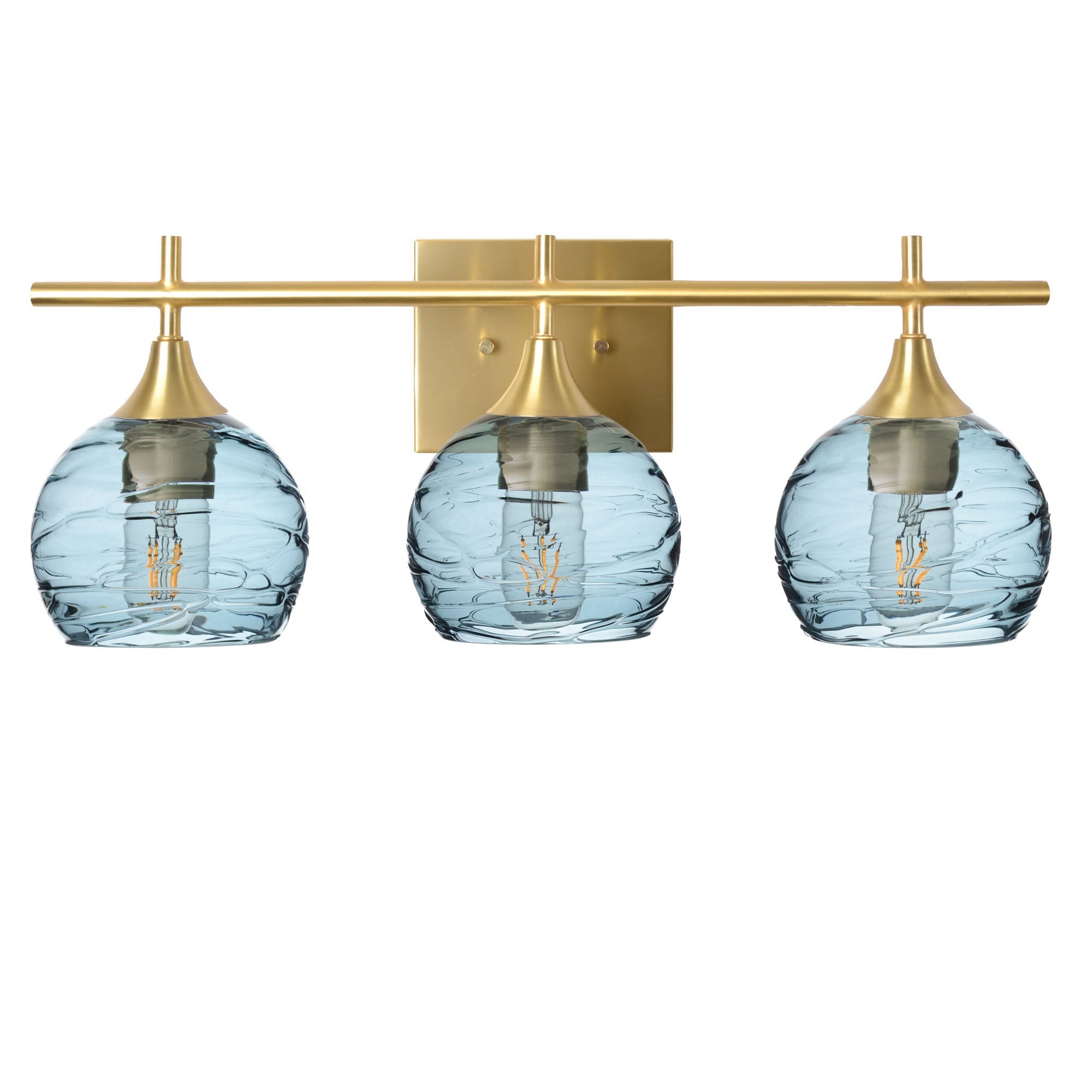 763 3-Light Vanity-Glass-Bicycle Glass Co-Spun-Slate Gray-Polished Brass-Bicycle Glass Co