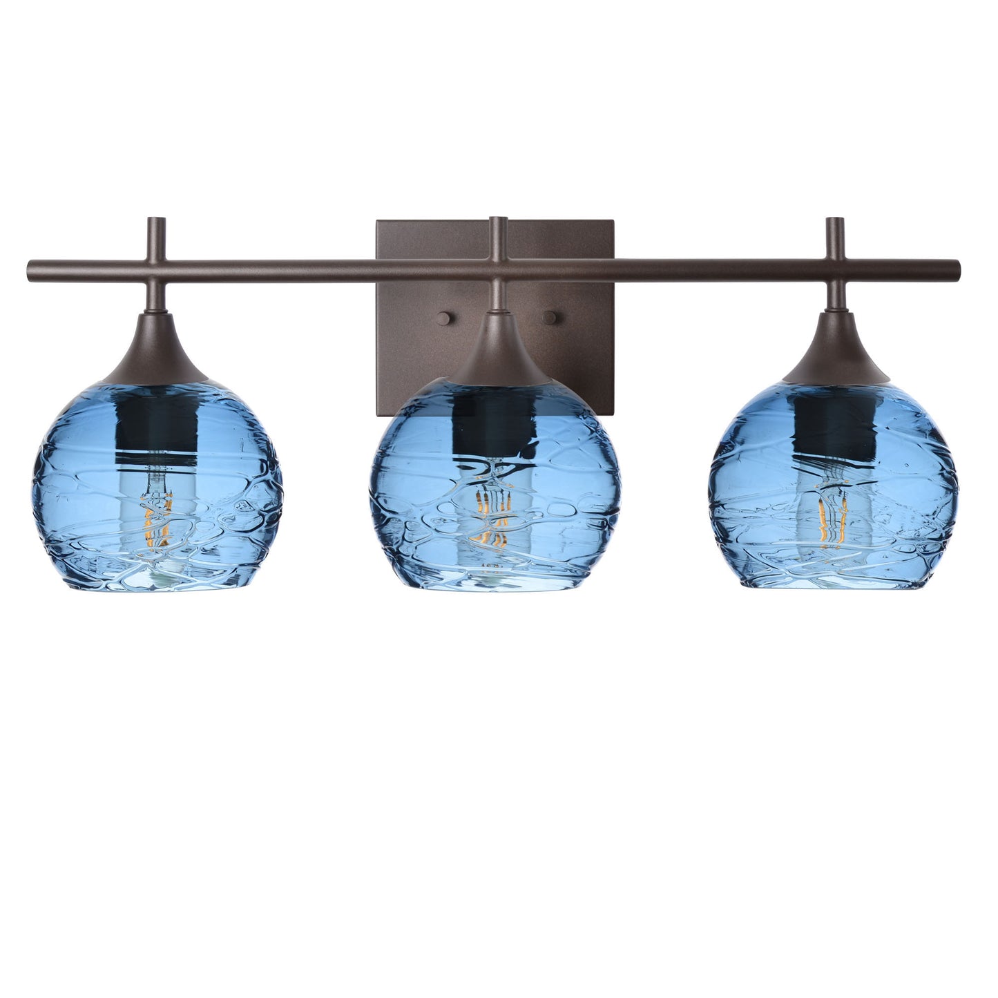 763 3-Light Vanity-Glass-Bicycle Glass Co-Spun-Steel Blue-Antique Bronze-Bicycle Glass Co