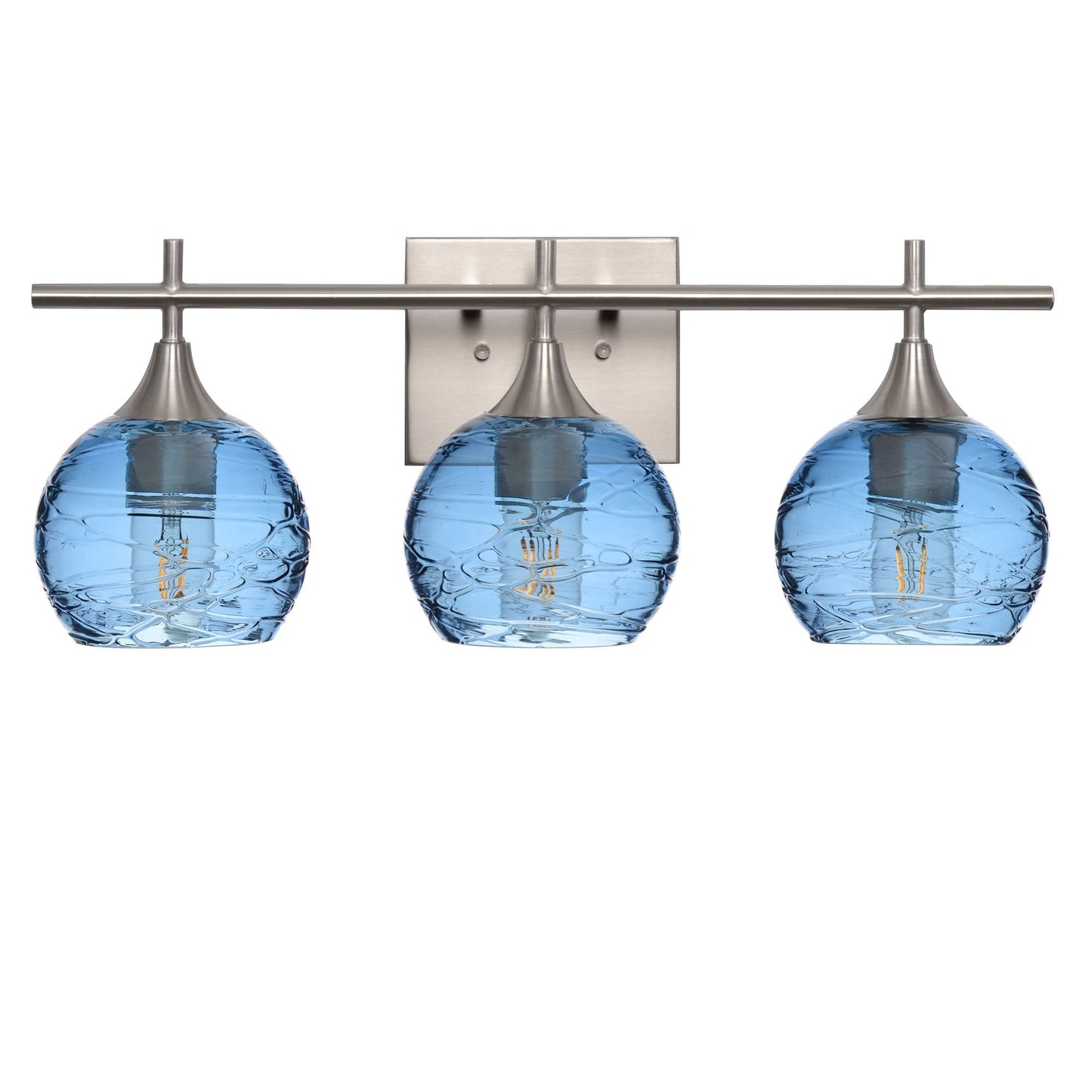 763 3-Light Vanity-Glass-Bicycle Glass Co-Spun-Steel Blue-Brushed Nickel-Bicycle Glass Co