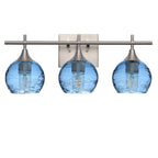 763 3-Light Vanity-Glass-Bicycle Glass Co-Spun-Steel Blue-Brushed Nickel-Bicycle Glass Co