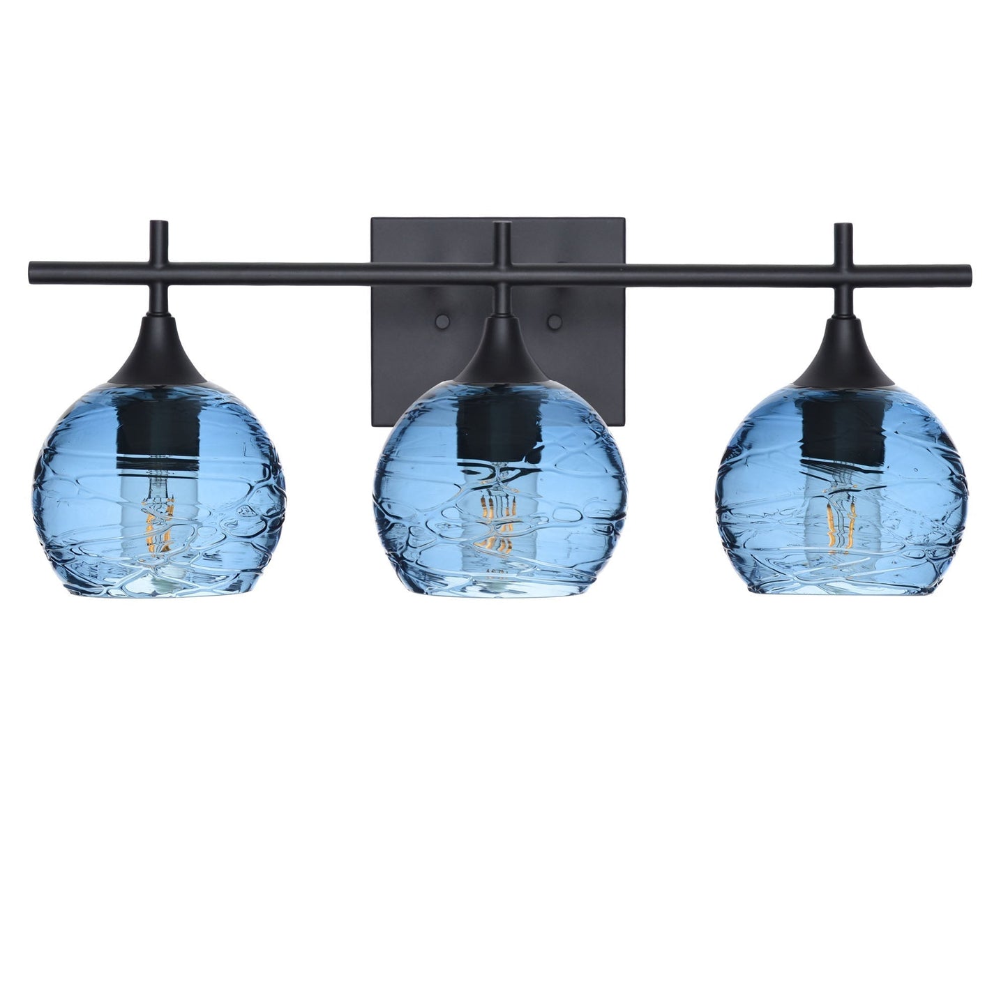 763 3-Light Vanity-Glass-Bicycle Glass Co-Spun-Steel Blue-Matte Black-Bicycle Glass Co