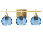 763 3-Light Vanity-Glass-Bicycle Glass Co-Spun-Steel Blue-Polished Brass-Bicycle Glass Co