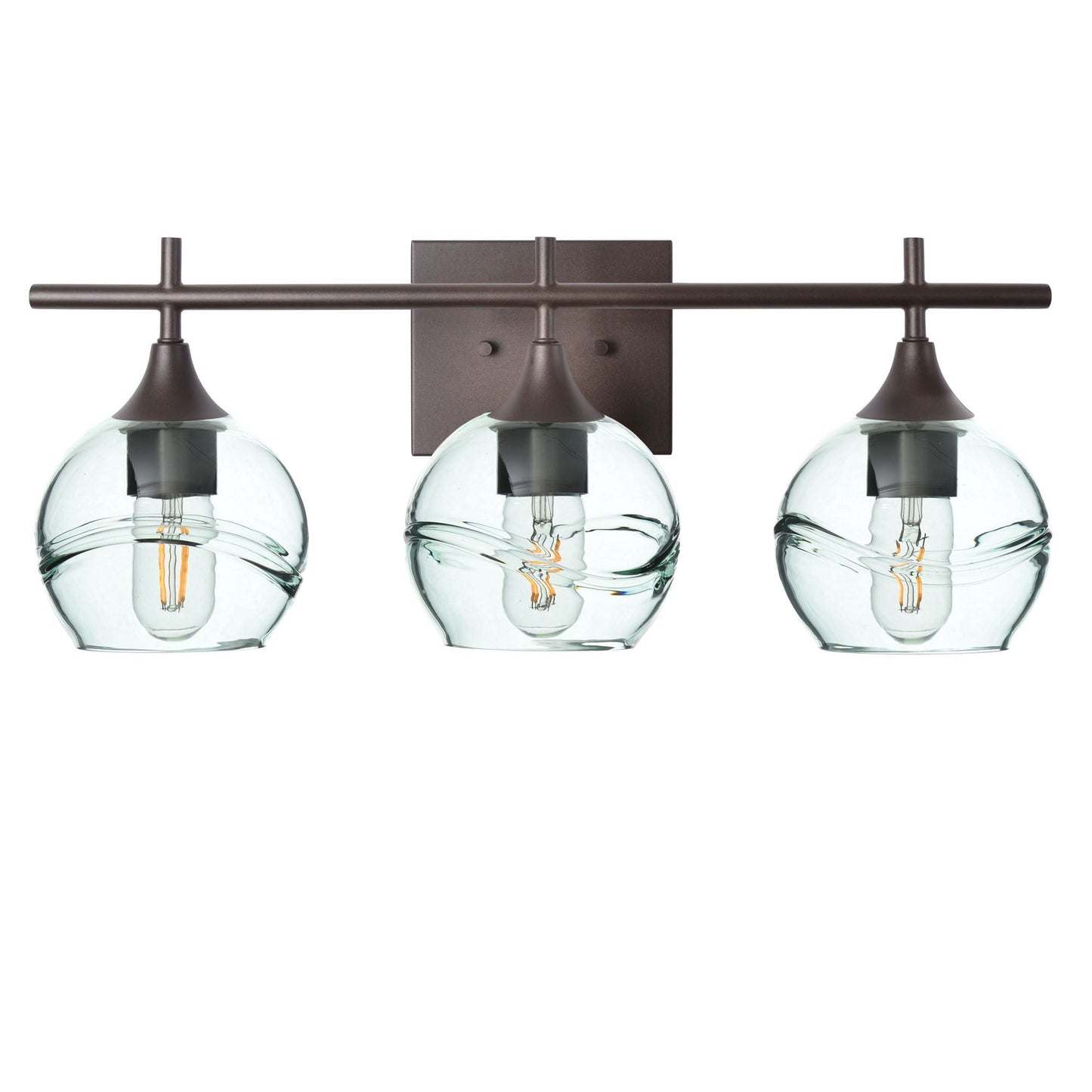 763 3-Light Vanity-Glass-Bicycle Glass Co-Swell-Eco Clear-Antique Bronze-Bicycle Glass Co