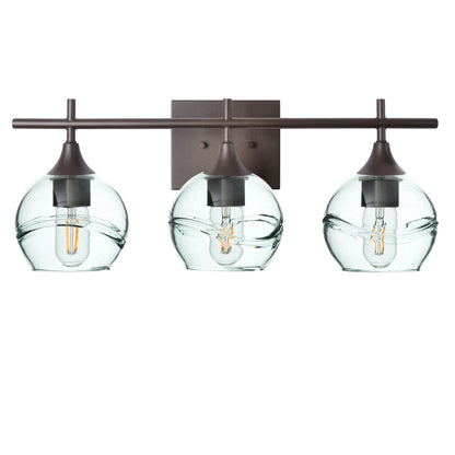 763 3-Light Vanity-Glass-Bicycle Glass Co-Swell-Eco Clear-Antique Bronze-Bicycle Glass Co