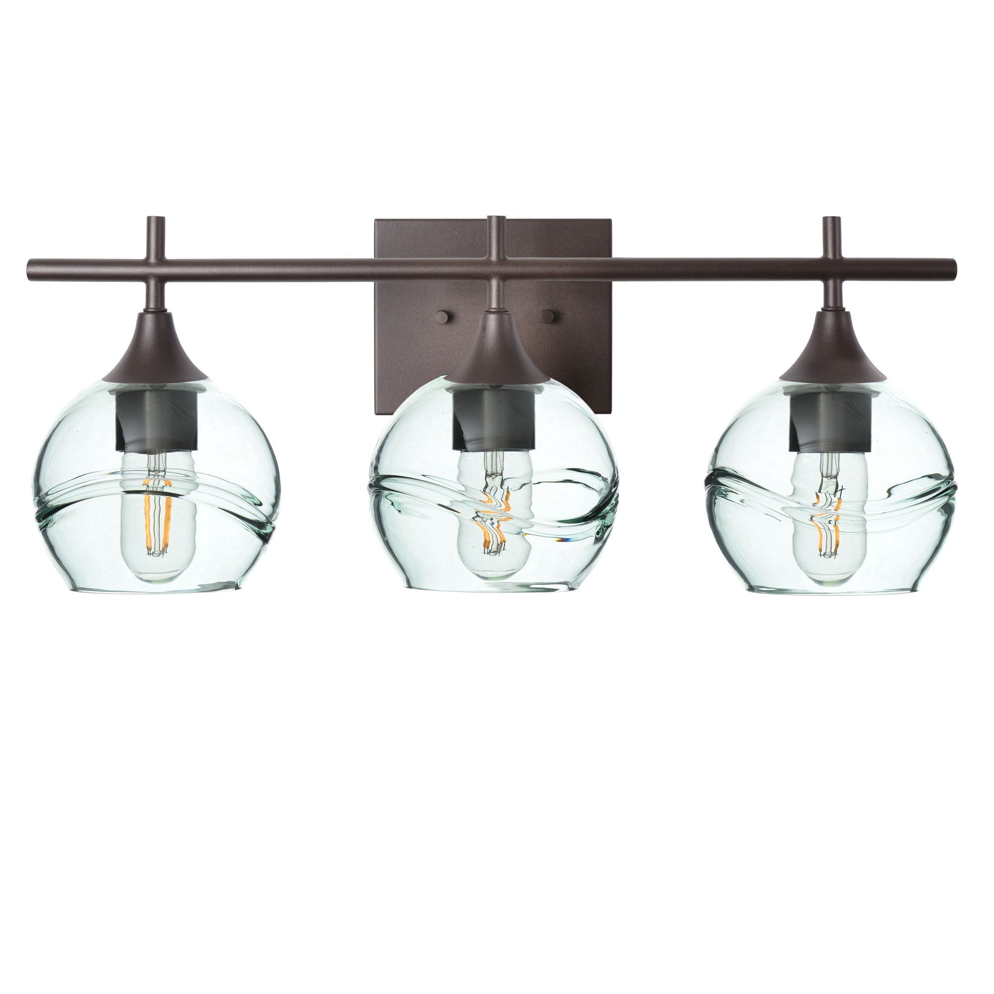 763 3-Light Vanity-Glass-Bicycle Glass Co-Swell-Eco Clear-Antique Bronze-Bicycle Glass Co
