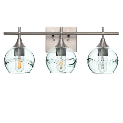 763 3-Light Vanity-Glass-Bicycle Glass Co-Swell-Eco Clear-Brushed Nickel-Bicycle Glass Co