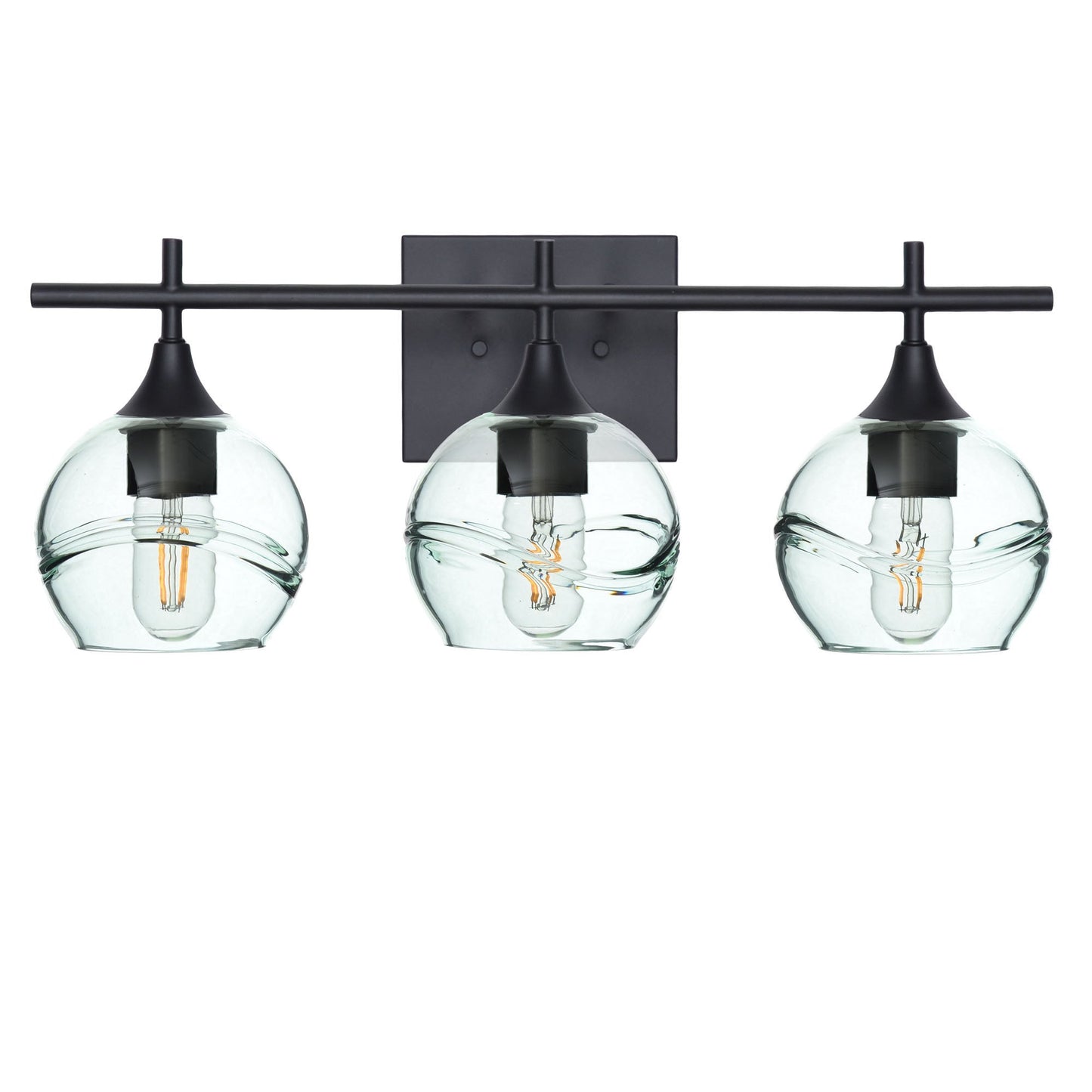 763 3-Light Vanity-Glass-Bicycle Glass Co-Swell-Eco Clear-Matte Black-Bicycle Glass Co