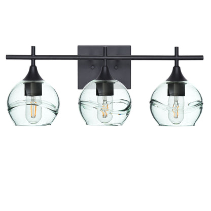 763 3-Light Vanity-Glass-Bicycle Glass Co-Swell-Eco Clear-Matte Black-Bicycle Glass Co