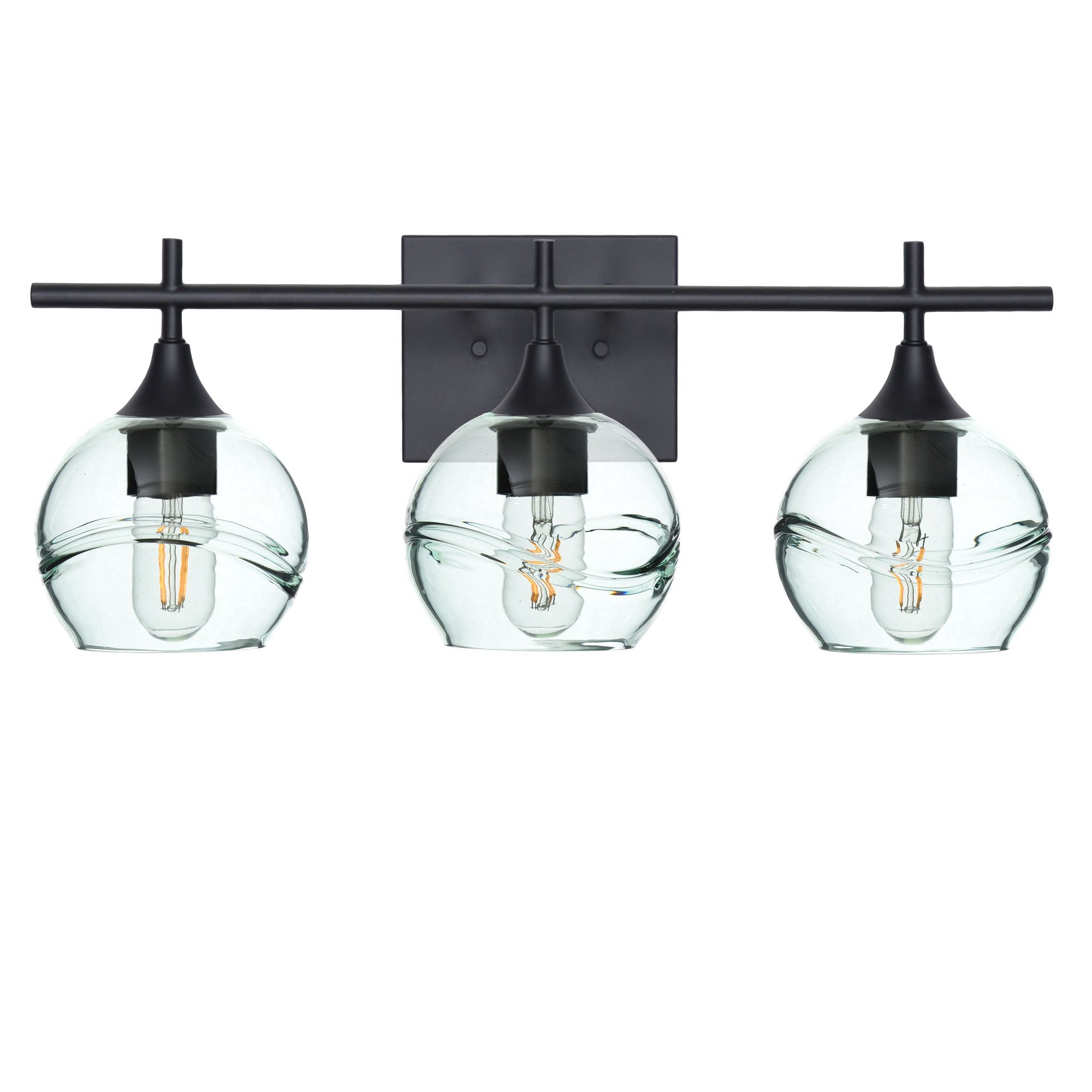 763 3-Light Vanity-Glass-Bicycle Glass Co-Swell-Eco Clear-Matte Black-Bicycle Glass Co